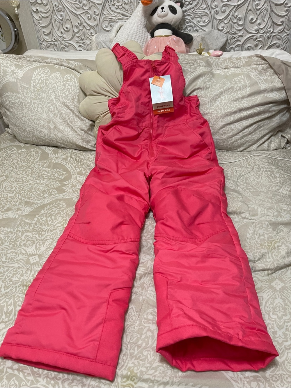 Cat & Jack Bright Pink Insulated Snow Bib Overalls